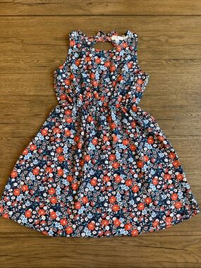 Girls Navy Floral Keyhole Sundress